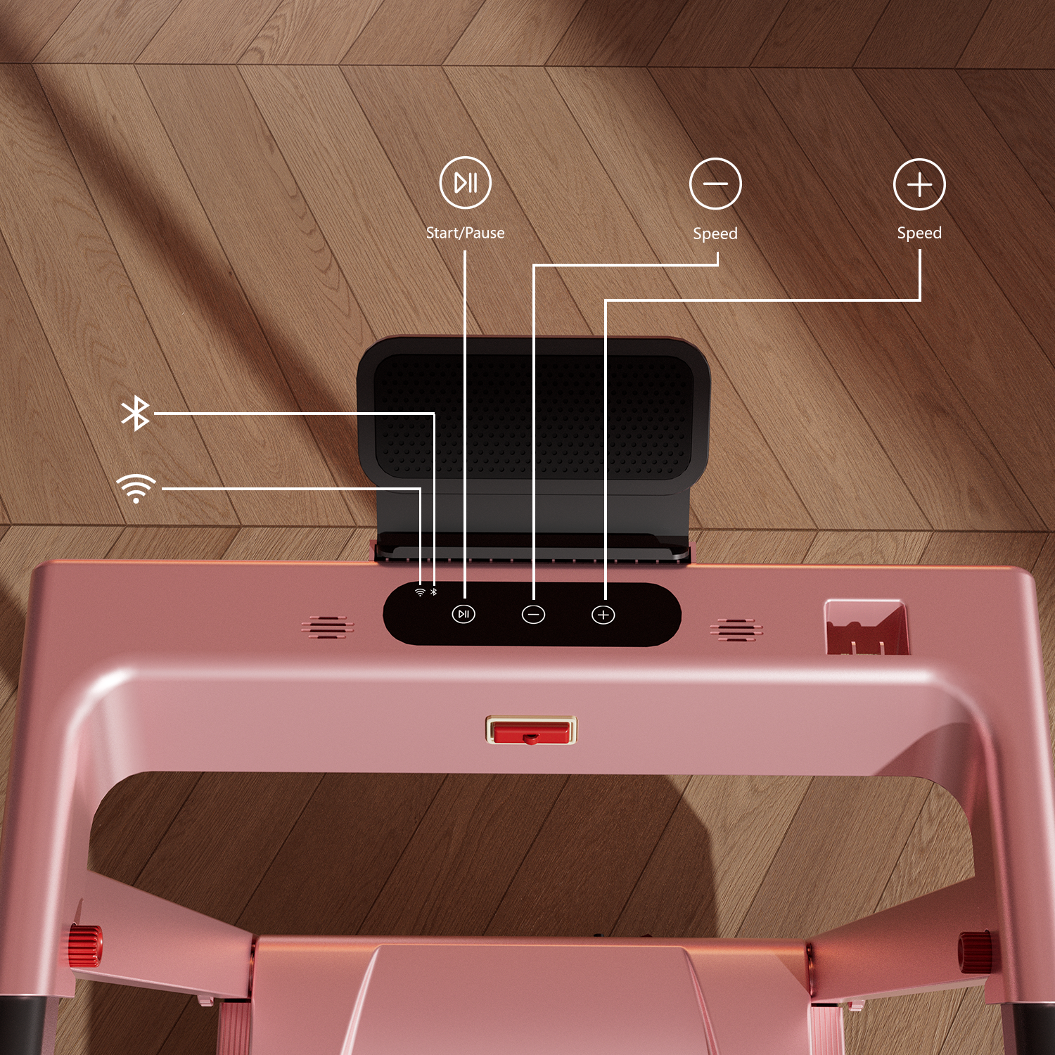 DeerRun A1 Pro Anniversary Edition Folding Smart Treadmill with 6% Manual Incline Support Bluetooth & Remote Wireless Control-Elegant Pink