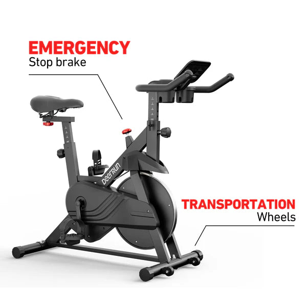 DeerRun S500 Indoor Adjustable Magnetic Resistance Silent Belt Smart Cycling Bike with PitPat App-Black