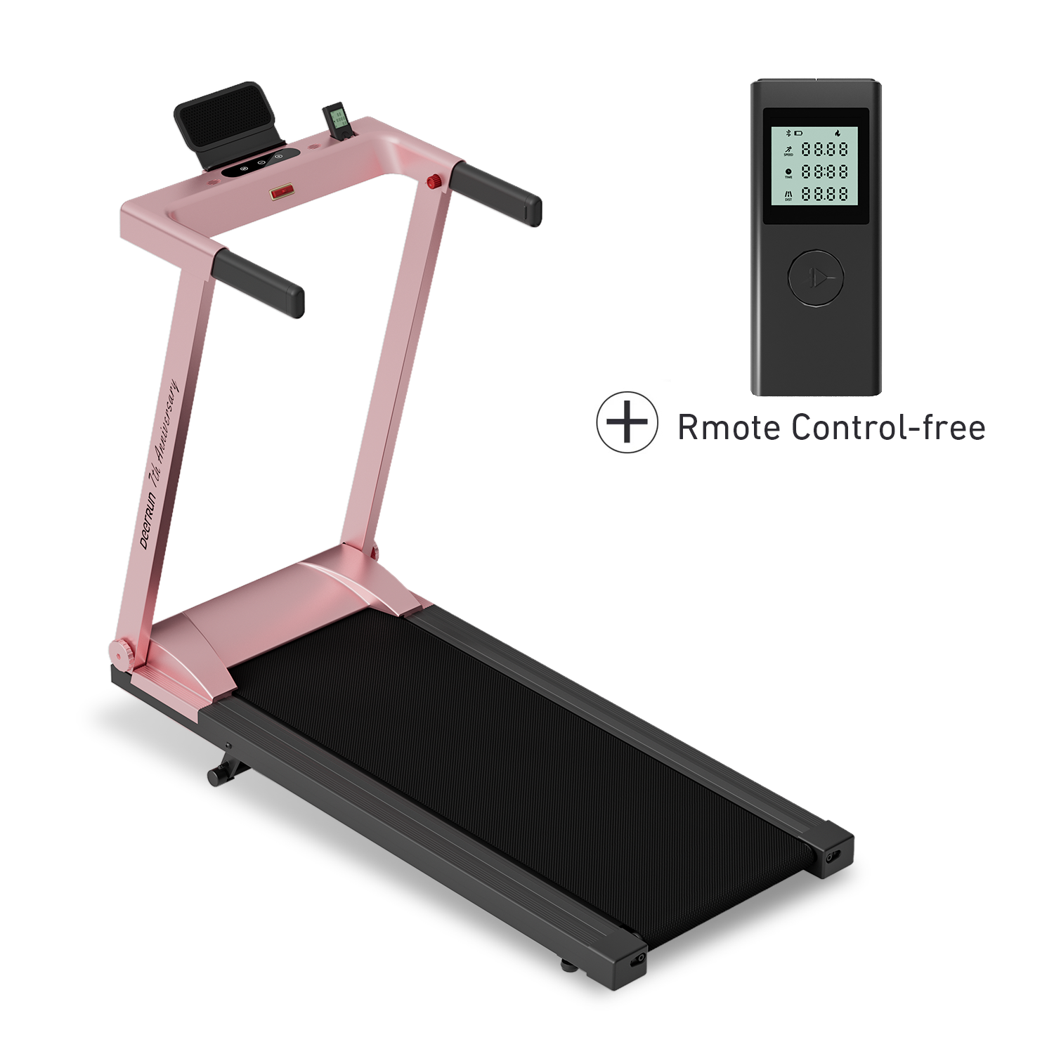 DeerRun A1 Pro Anniversary Edition Folding Smart Treadmill with 6% Manual Incline Support Bluetooth & Remote Wireless Control-Elegant Pink