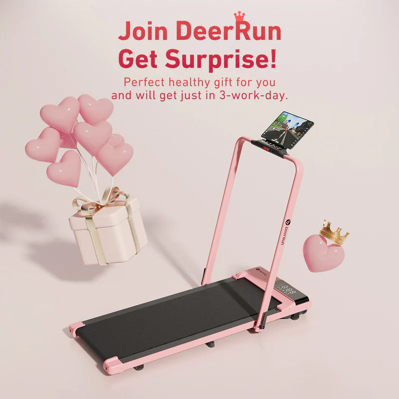 Tapis de course pliable intelligent 2 en 1 DeerRun Bloom Edition : lignes épurées, motifs floraux subtils : le fitness moderne rencontre l'art