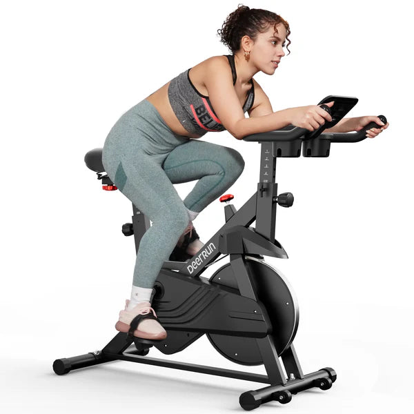 DeerRun S500 Indoor Adjustable Magnetic Resistance Silent Belt Smart Cycling Bike with PitPat App-Black