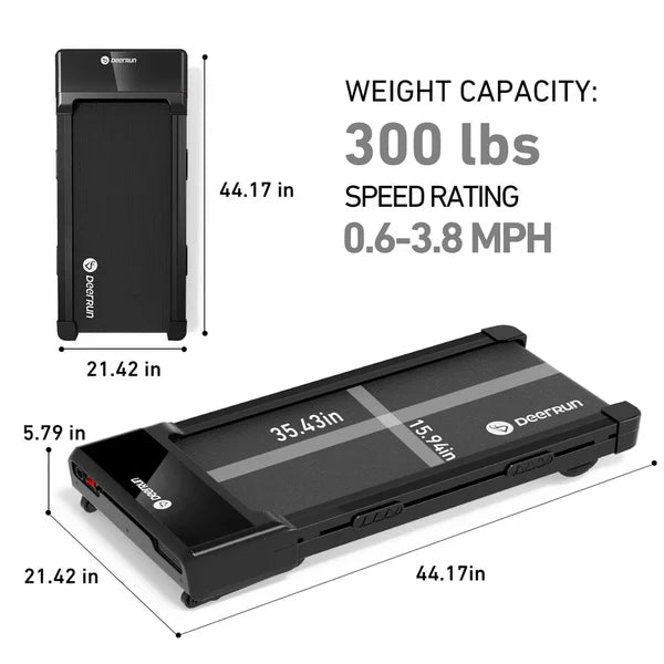 DeerRun Z10 12% Auto Incline Smart Walking Pad Treadmill with Remote Control + Extension Power Cord(10ft)