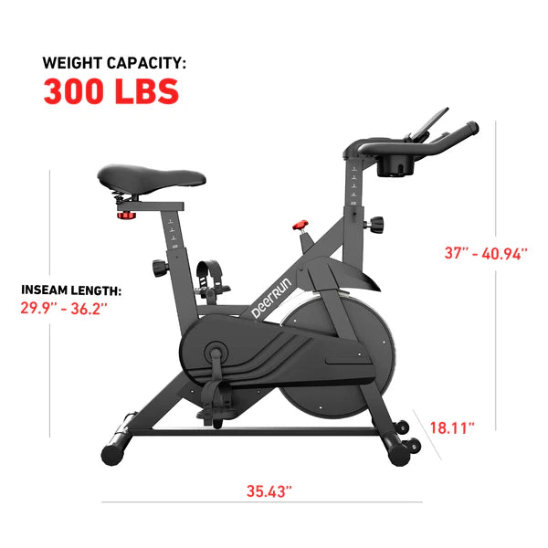 DeerRun S500 Indoor Adjustable Magnetic Resistance Silent Belt Smart Cycling Bike with PitPat App-Black