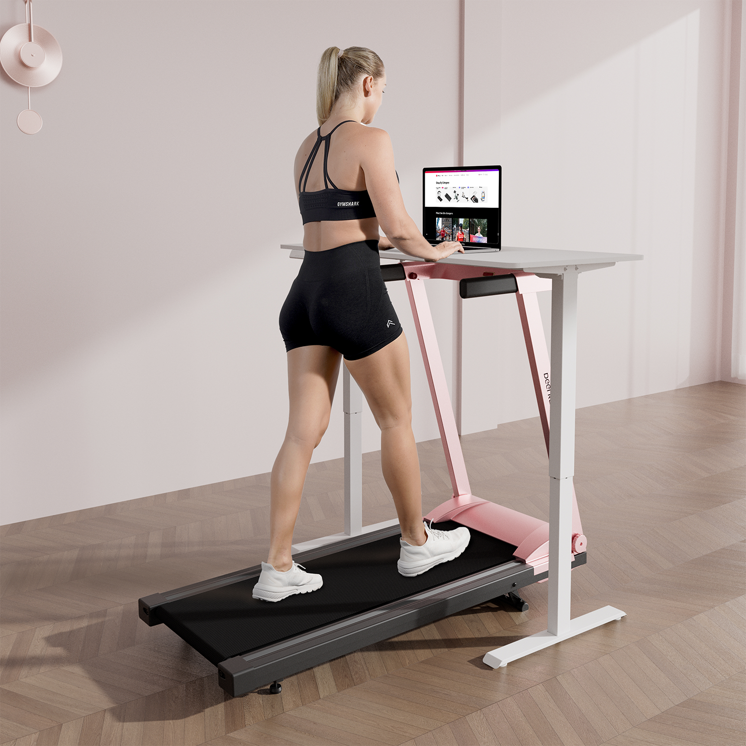 DeerRun A1 Pro Anniversary Edition Folding Smart Treadmill with 6% Manual Incline Support Bluetooth & Remote Wireless Control-Elegant Pink