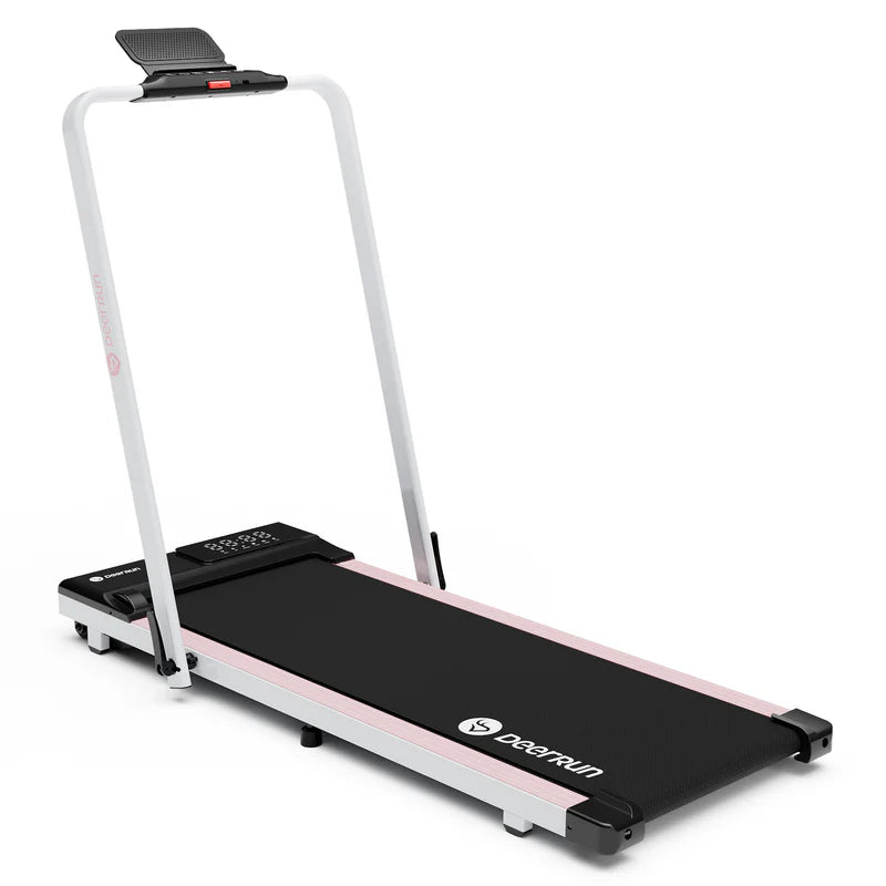 DeerRun A5 Pro Smart 2 in 1 Folding Treadmill Pink with Handrail, 300 Lbs