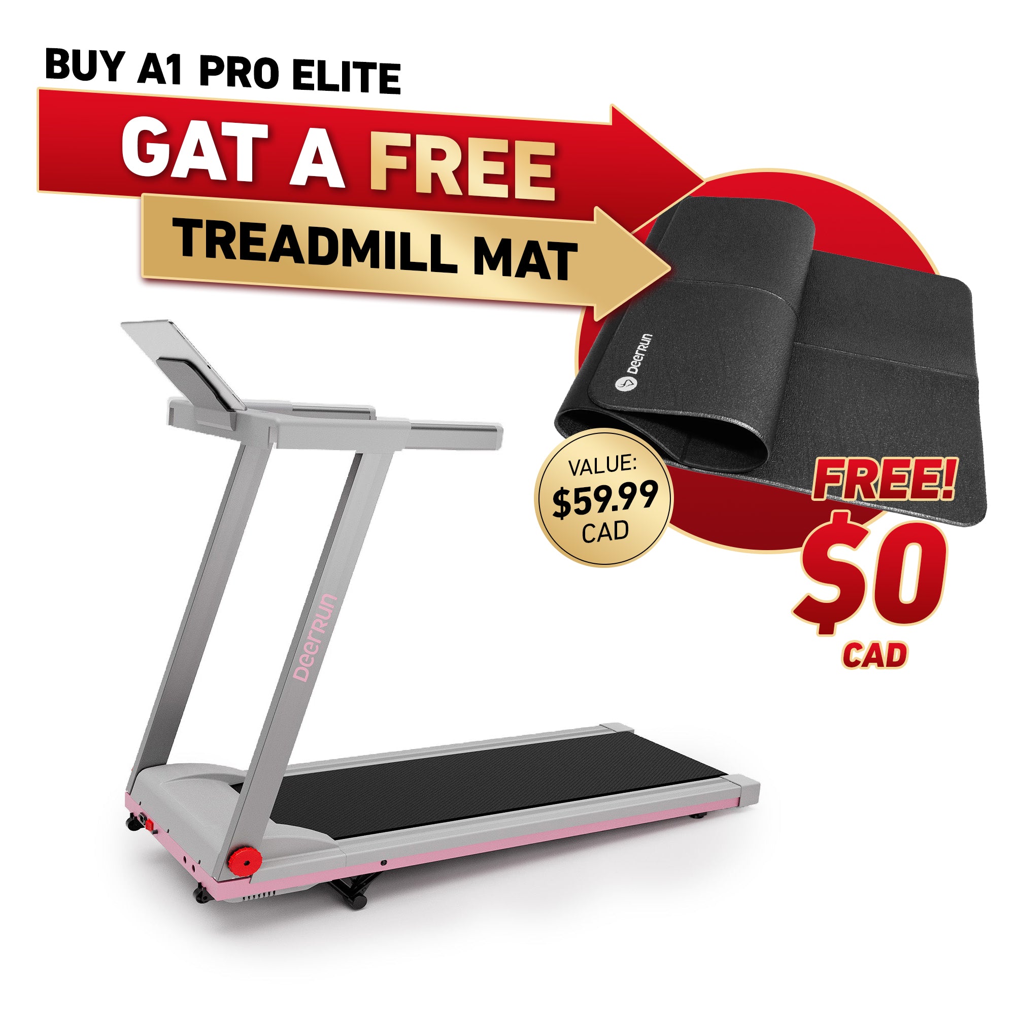 DeerRun A1 Pro Elite Folding Smart Treadmill with 6% Manual Incline Support Bluetooth & Remote Wireless Control