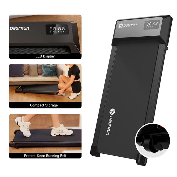 Tapis de course DeerRun Q1 Urban sous le bureau, capacité de 120 kg, avec télécommande et tapis de course
