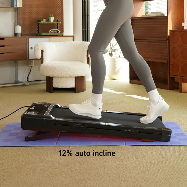 DeerRun Z10 12% Auto Incline Smart Walking Pad Treadmill with Remote Control + Extension Power Cord(10ft)