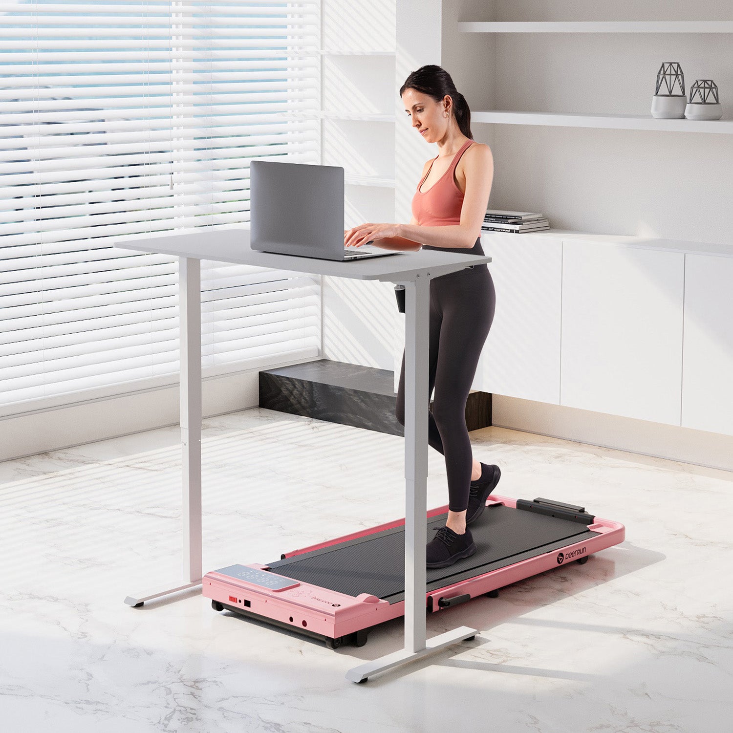 Tapis de course pliable intelligent 2 en 1 DeerRun Bloom Edition : lignes épurées, motifs floraux subtils : le fitness moderne rencontre l'art