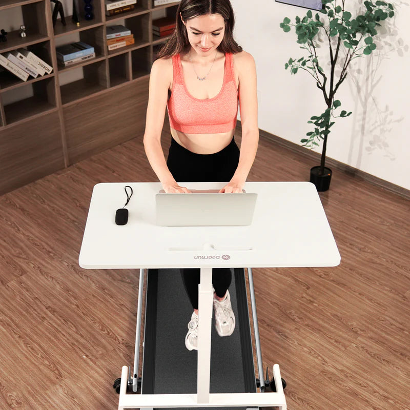 DeerRun A5 Pro Smart 2 in 1 Folding Treadmill White with Handrail, 300 Lbs