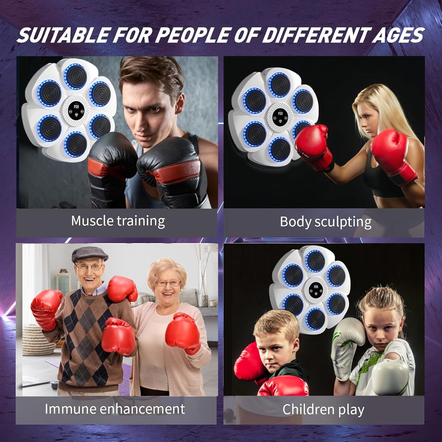 Machine de boxe musicale intelligente DeerRun® (gants et câble de chargement inclus)
