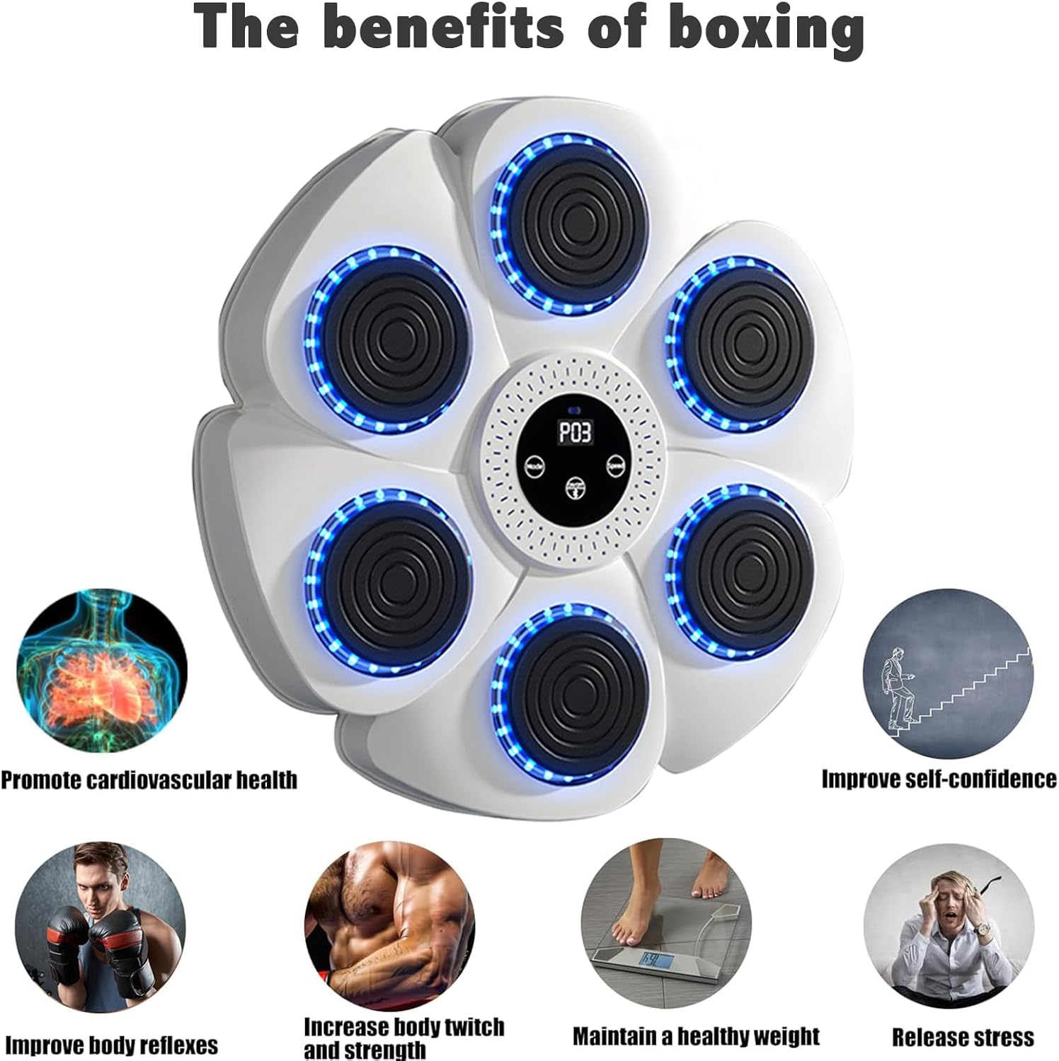 Machine de boxe musicale intelligente DeerRun® (gants et câble de chargement inclus)