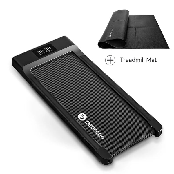 DeerRun Q1 Classic Mini Walking Pad 300 Lbs Capacity with Remote Control + Treadmill Mat