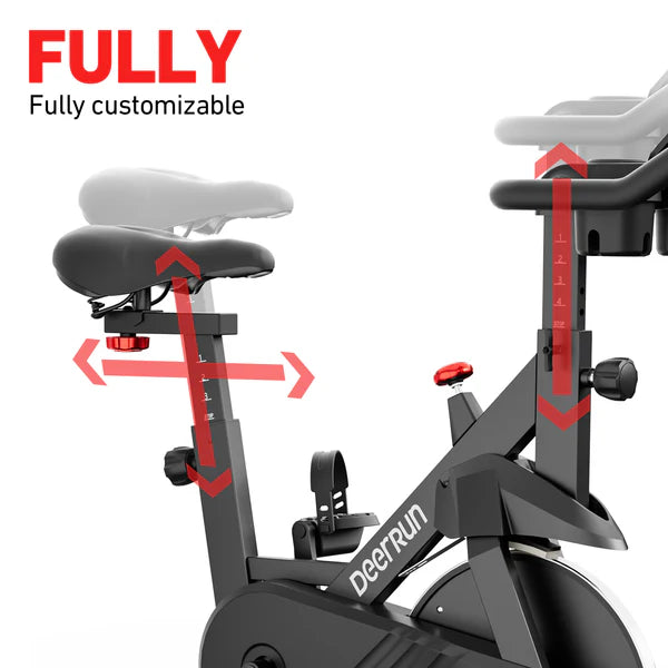 DeerRun S500 Indoor Adjustable Magnetic Resistance Silent Belt Smart Cycling Bike with PitPat App-Black