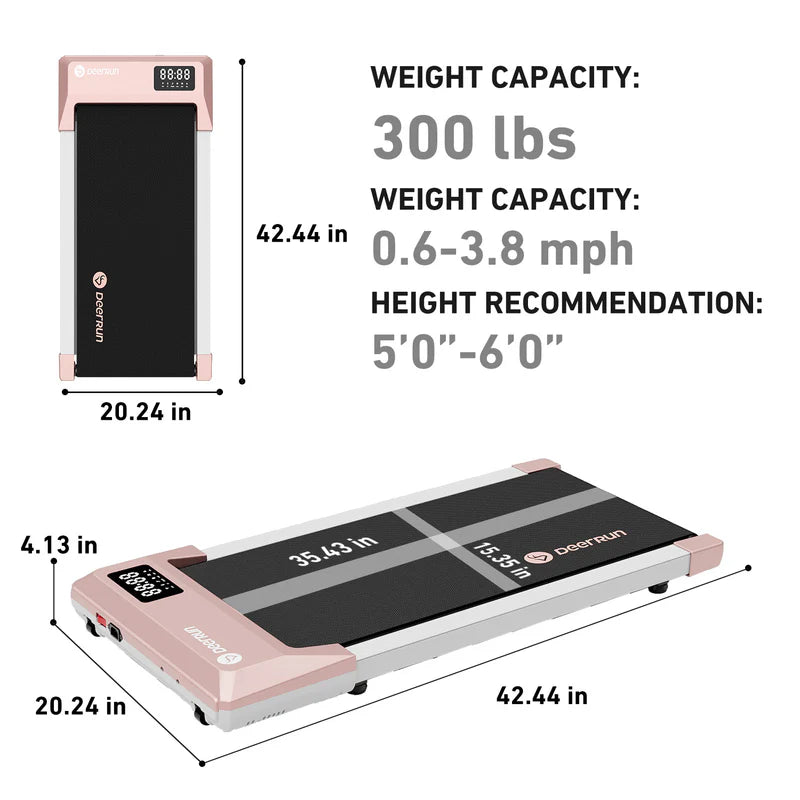 DeerRun Q1 Urban Mini Under-Desk Treadmill 300 Lbs Capacity with Remote Control