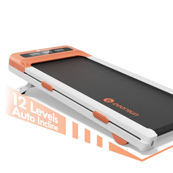 DeerRun Z10 Smart Walking Pad Treadmill with remote control 12% Auto Incline - Luxe Orange