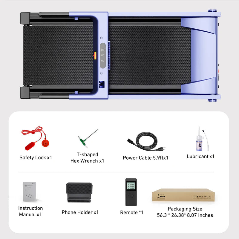 DeerRun A1 Folding Smart Treadmill with 6% Incline Black - Support Bluetooth & Remote Wireless Control