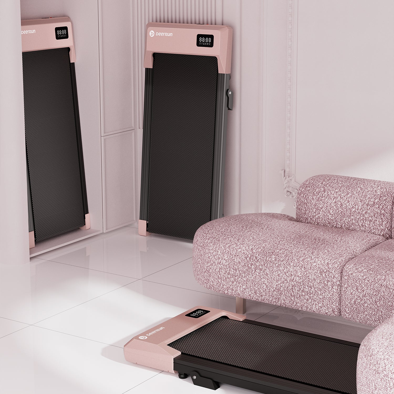 DeerRun Q2 Urban Smart Walking Pad with 7% Incline Treadmill Remote Control Rose Gold