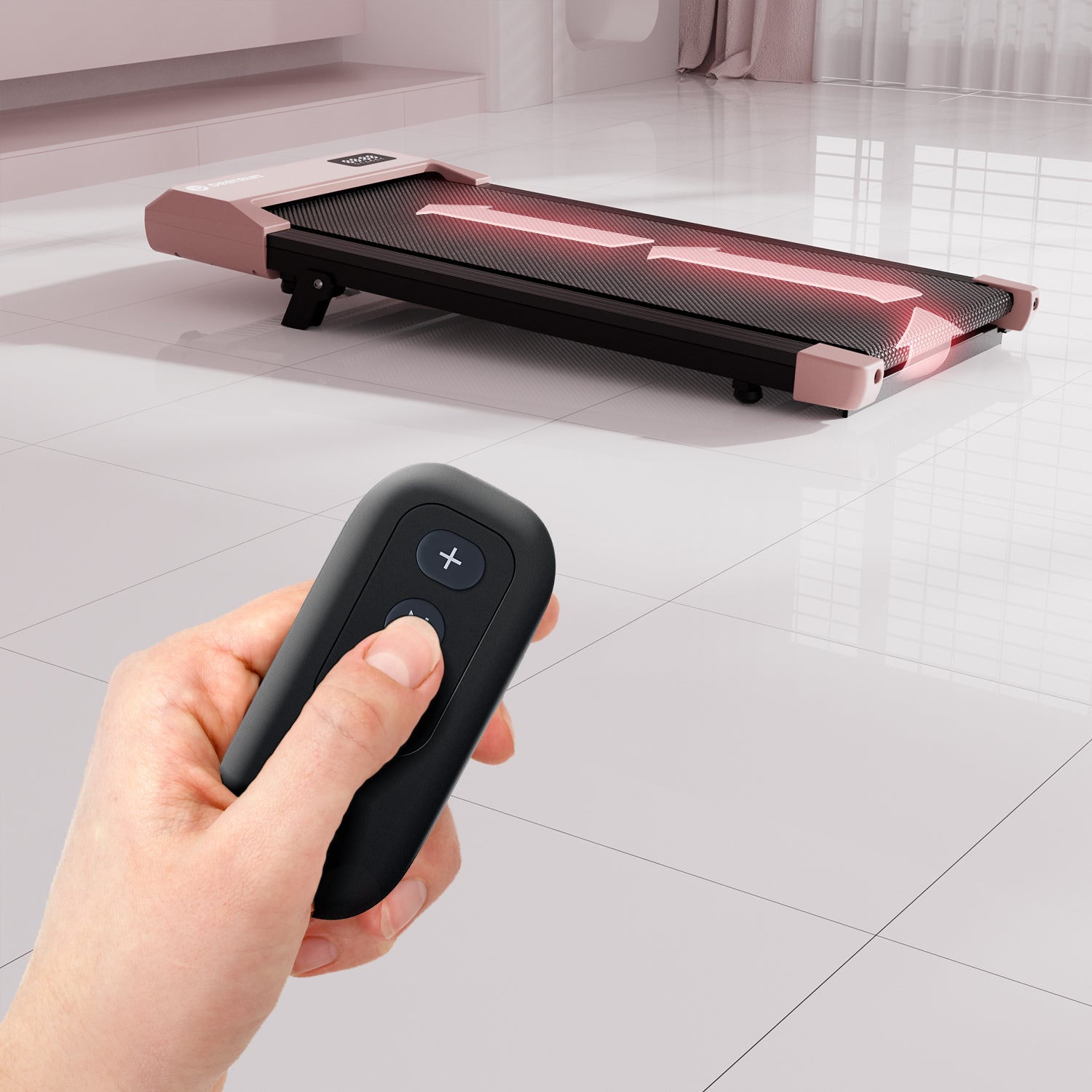 DeerRun Q2 Urban Smart Walking Pad with 7% Incline Treadmill Remote Control Rose Gold