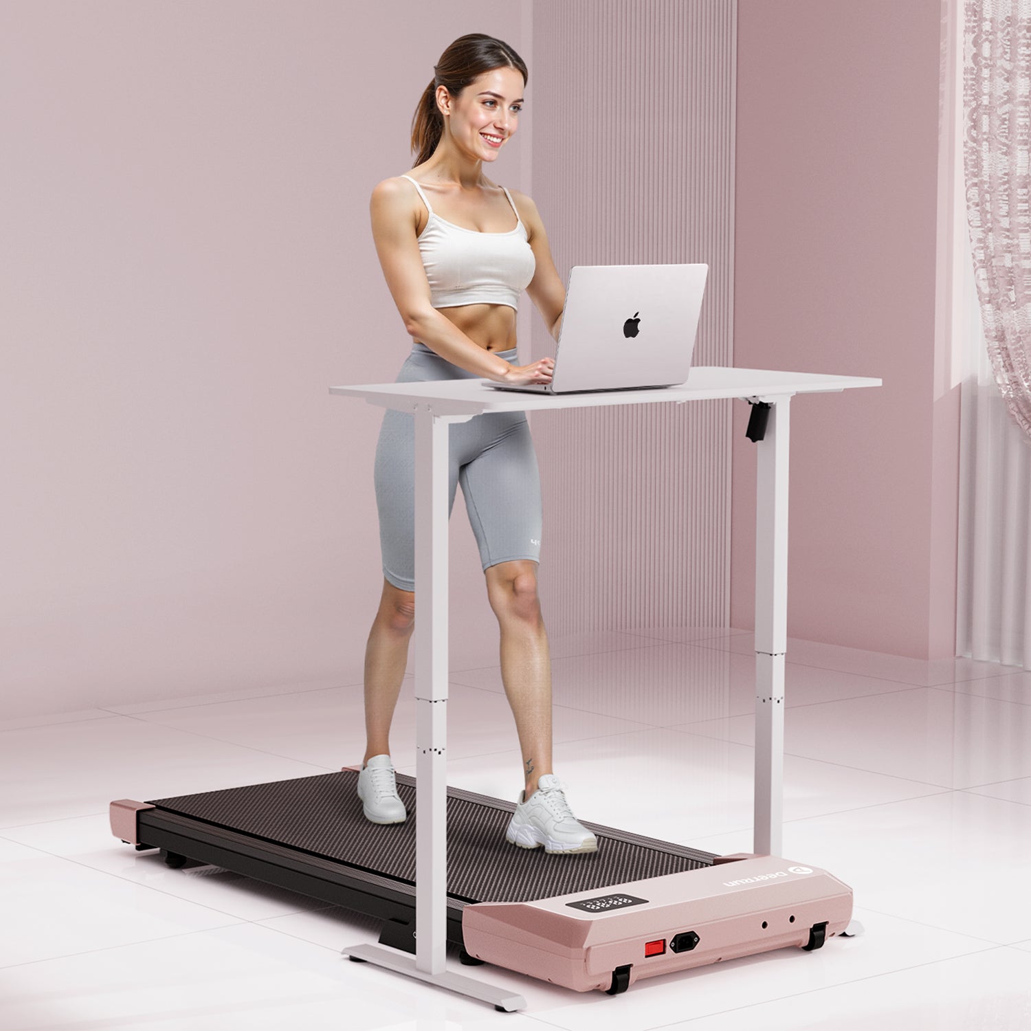 DeerRun Q2 Urban Smart Walking Pad with 7% Incline Treadmill Remote Control Rose Gold