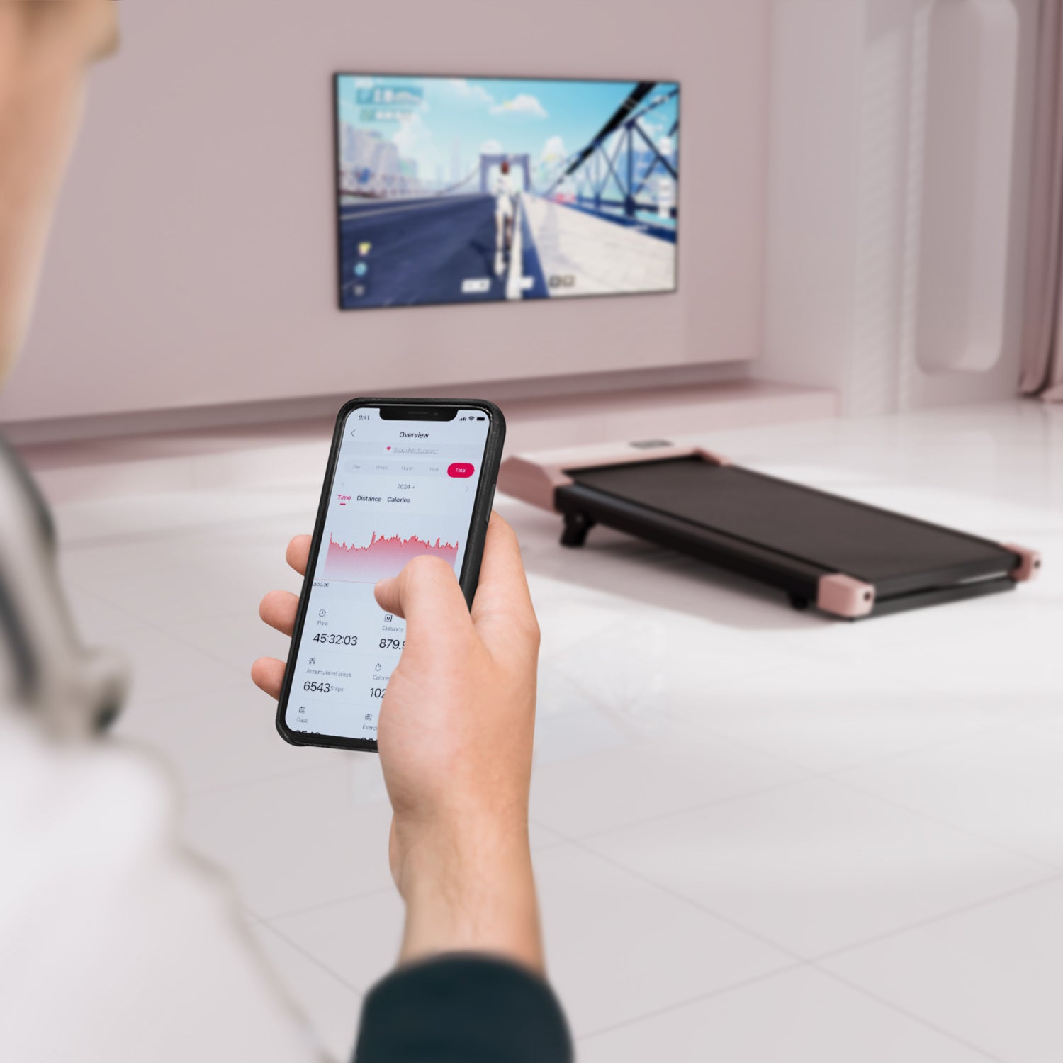 DeerRun Q2 Urban Smart Walking Pad with 7% Incline Treadmill Remote Control Rose Gold