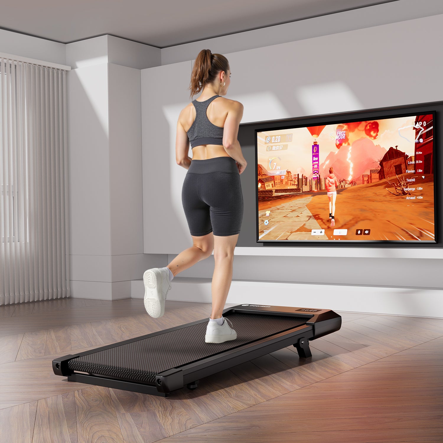 Tapis de course sous-bureau DeerRun Q1 Urban Mini Capacité de 265 lb avec télécommande - Doré