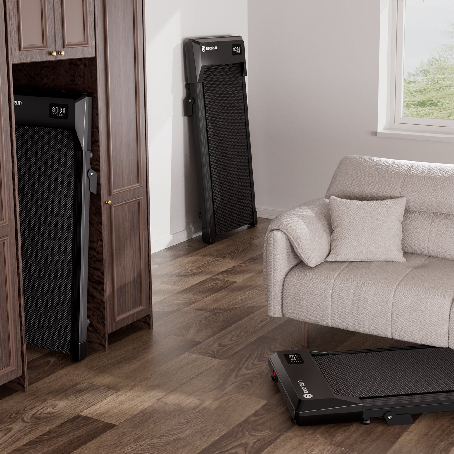 Tapis de course sous-bureau DeerRun Q1 Urban Mini Capacité de 265 lb avec télécommande - Doré