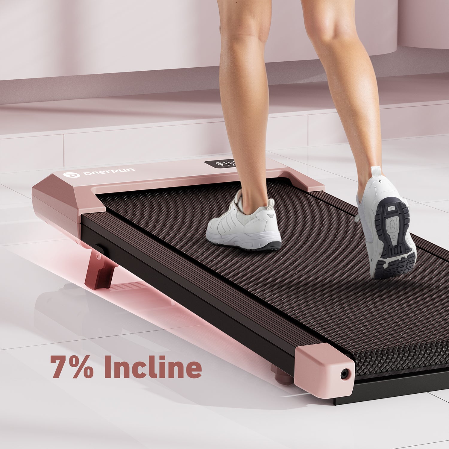 DeerRun Q2 Urban Smart Walking Pad with 7% Incline Treadmill Remote Control Rose Gold