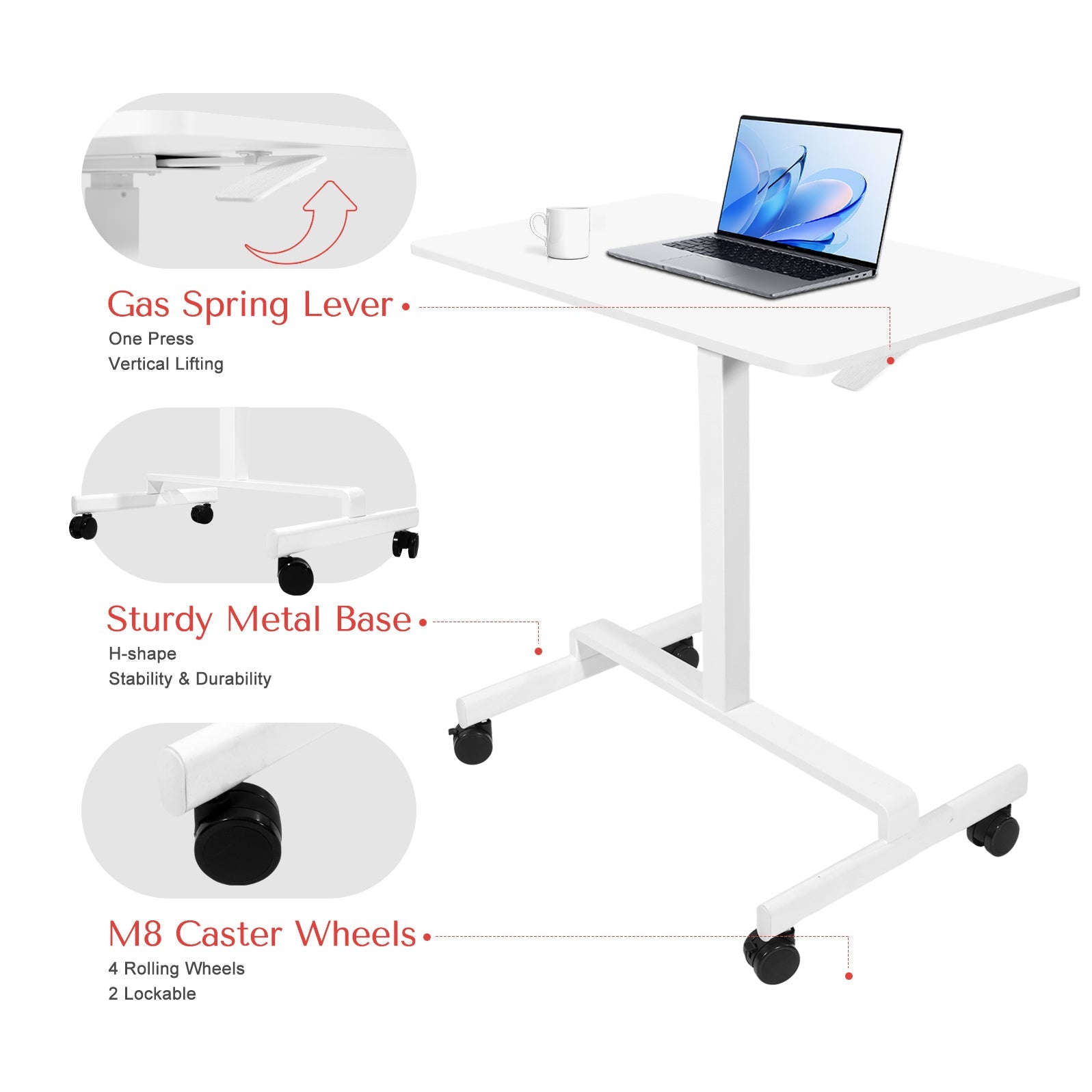 DeerRun®Adjustable Standing Desk - Rolling Laptop Desk for Treadmills