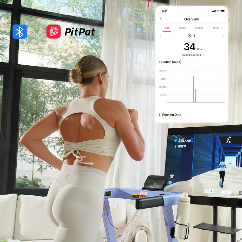 DeerRun A1 Folding Smart Treadmill with 6% Incline Black - Support Bluetooth & Remote Wireless Control