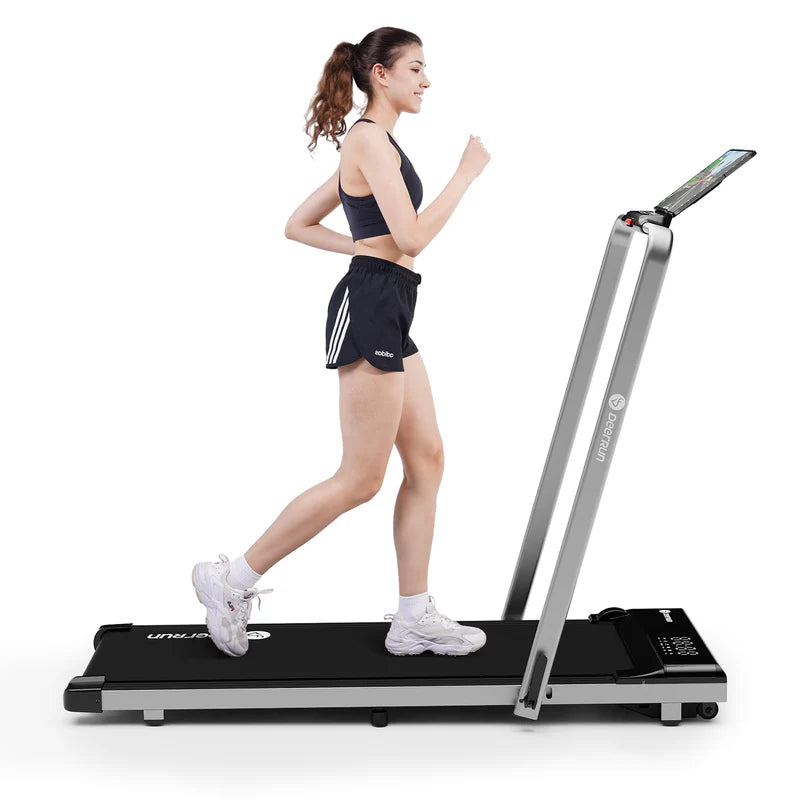 DeerRun A5 Pro Smart 2 in 1 Folding Treadmill Sliver with Handrail, 300 Lbs