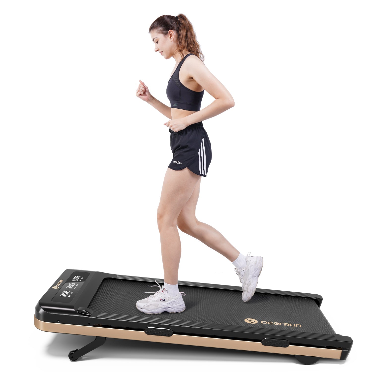 DeerRun Z10 12% Auto Incline Smart Walking Pad Treadmill with remote control-Black Gold