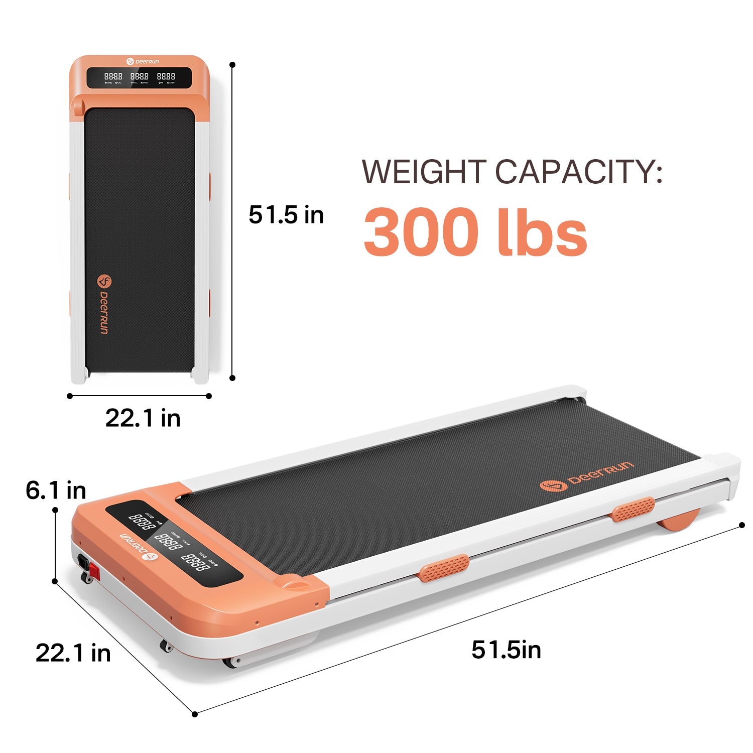 DeerRun Z10 12% Auto Incline Smart Walking Pad Treadmill with remote control-Orange