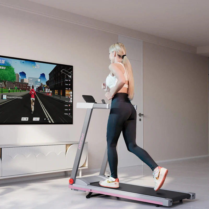 DeerRun A1 Folding Smart Treadmill with 6% Incline Black - Support Bluetooth & Remote Wireless Control