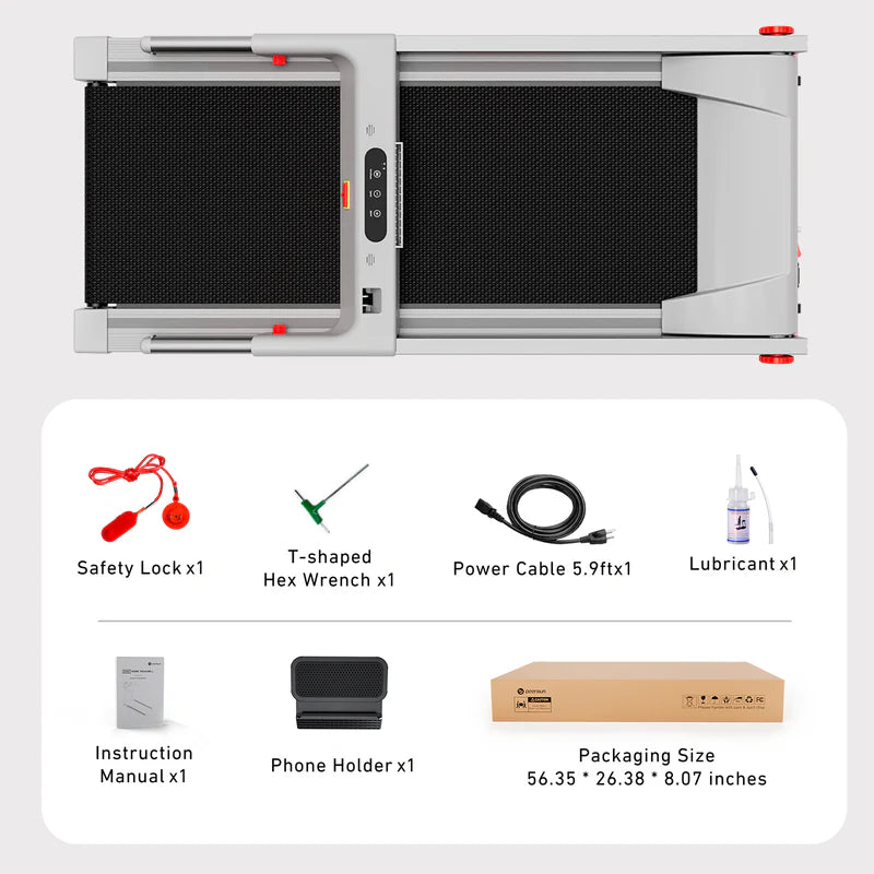 DeerRun A1 Folding Smart Treadmill with 6% Incline Black - Support Bluetooth & Remote Wireless Control
