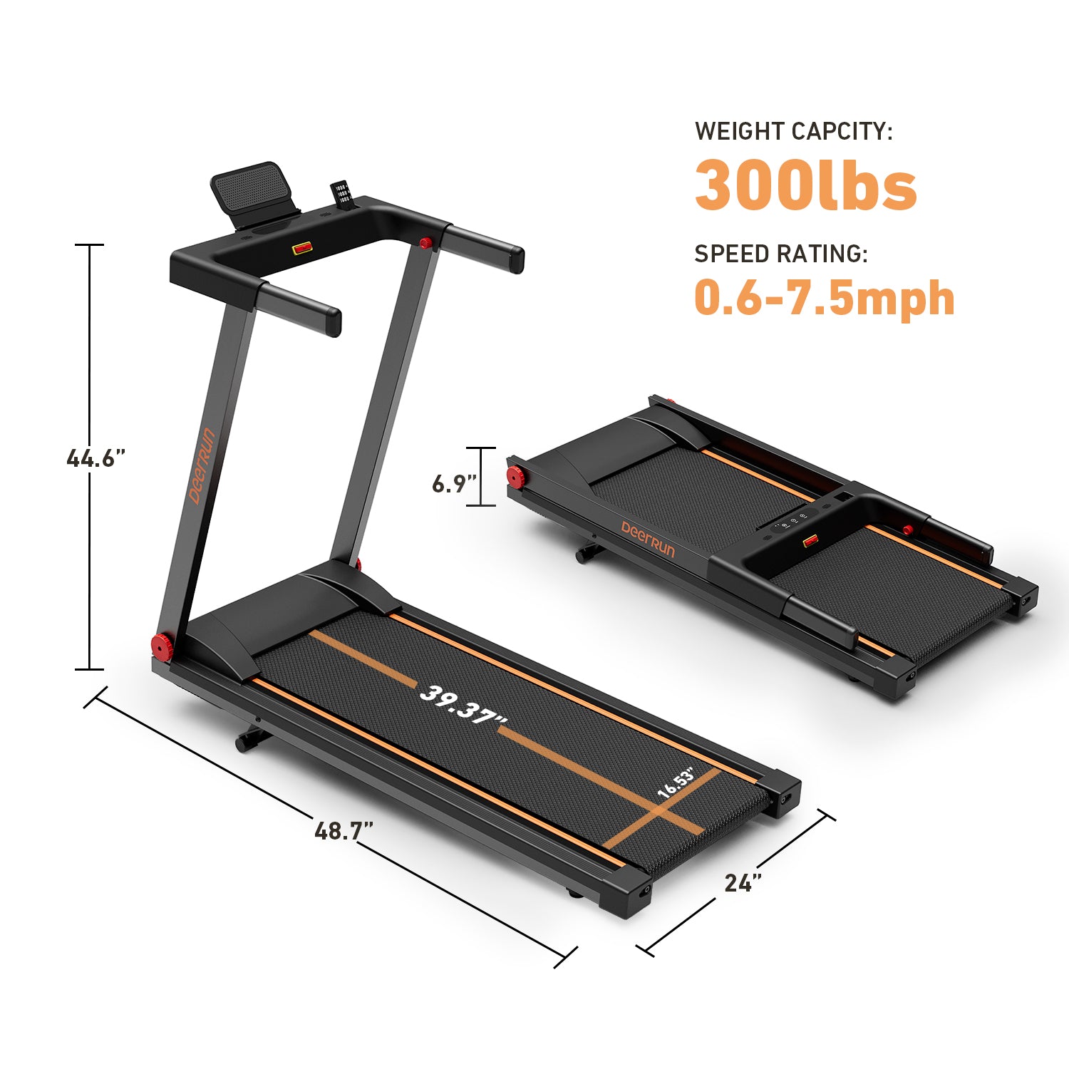 Deer Run Folding Treadmill 300 Pound Weight Capacity DeerRun